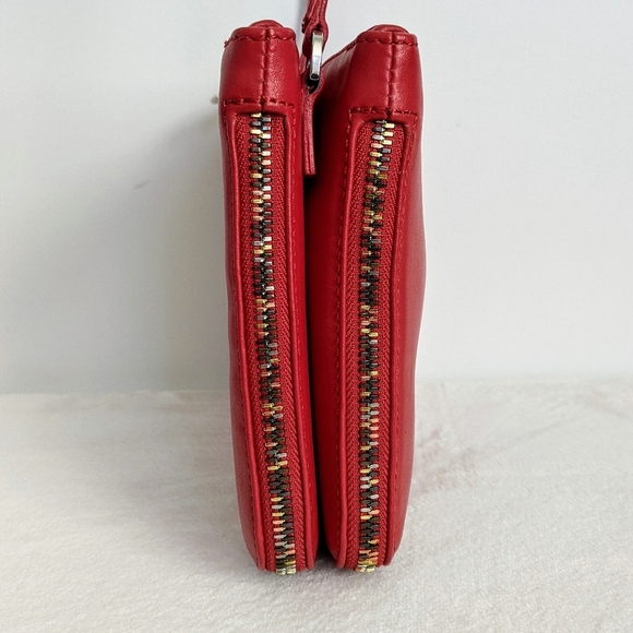 Zadig & Voltaire Red Leather Crossbody Shoulder Bag Multicolor Zipper NWT - Picture 5 of 16